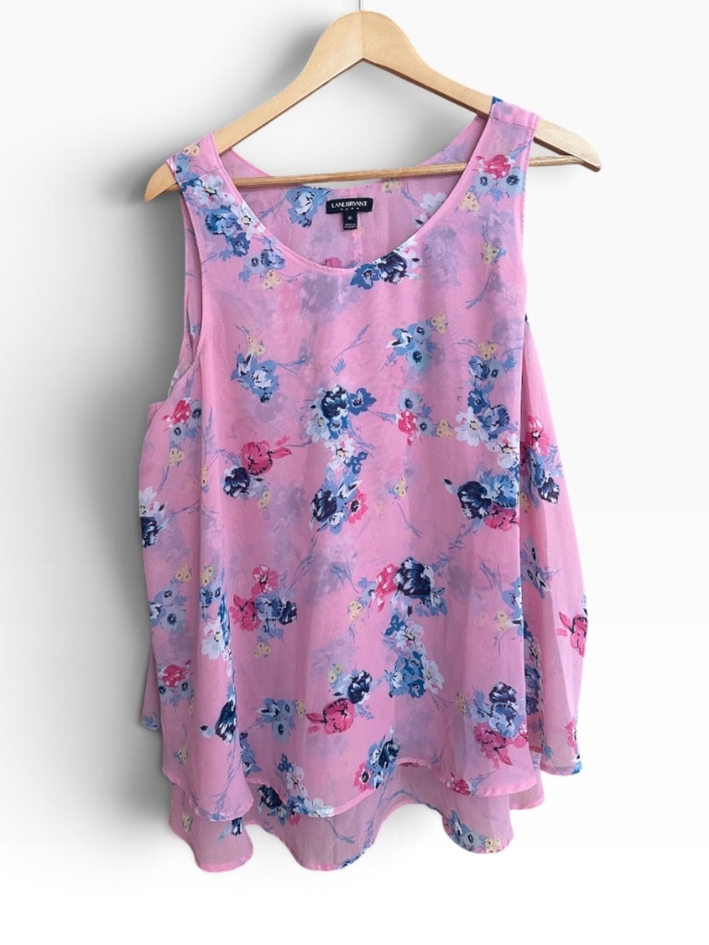 Lane Bryant Pink Floral Scoop Neck Top Size 20